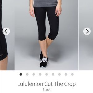Lululemon Cut The Crop Leggings Black with shiny black pockets